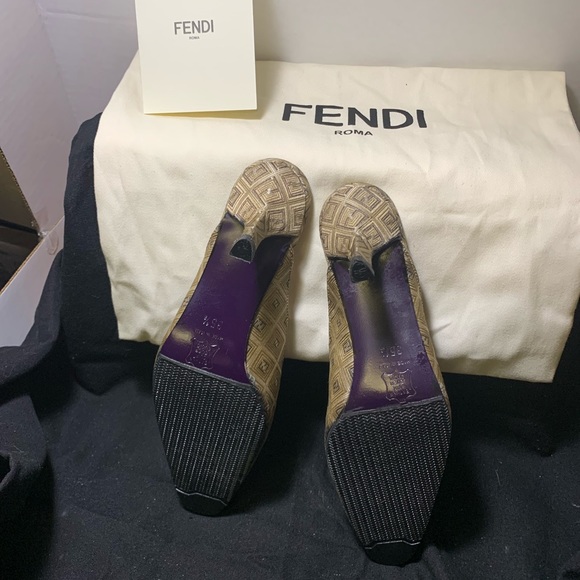 Fendi Zucca Slingback Mules Logo Pumps 35.5 - Picture 10 of 14